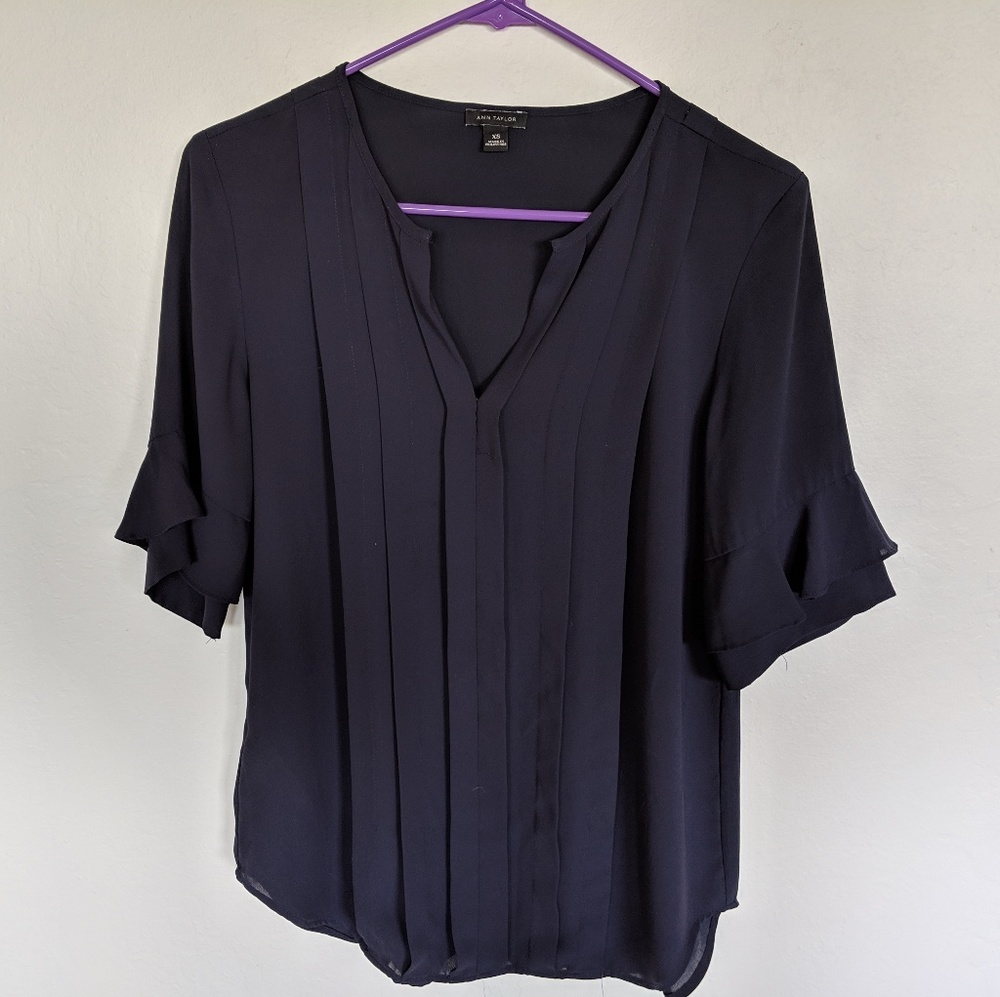 Ann Taylor Navy Blue Blouse